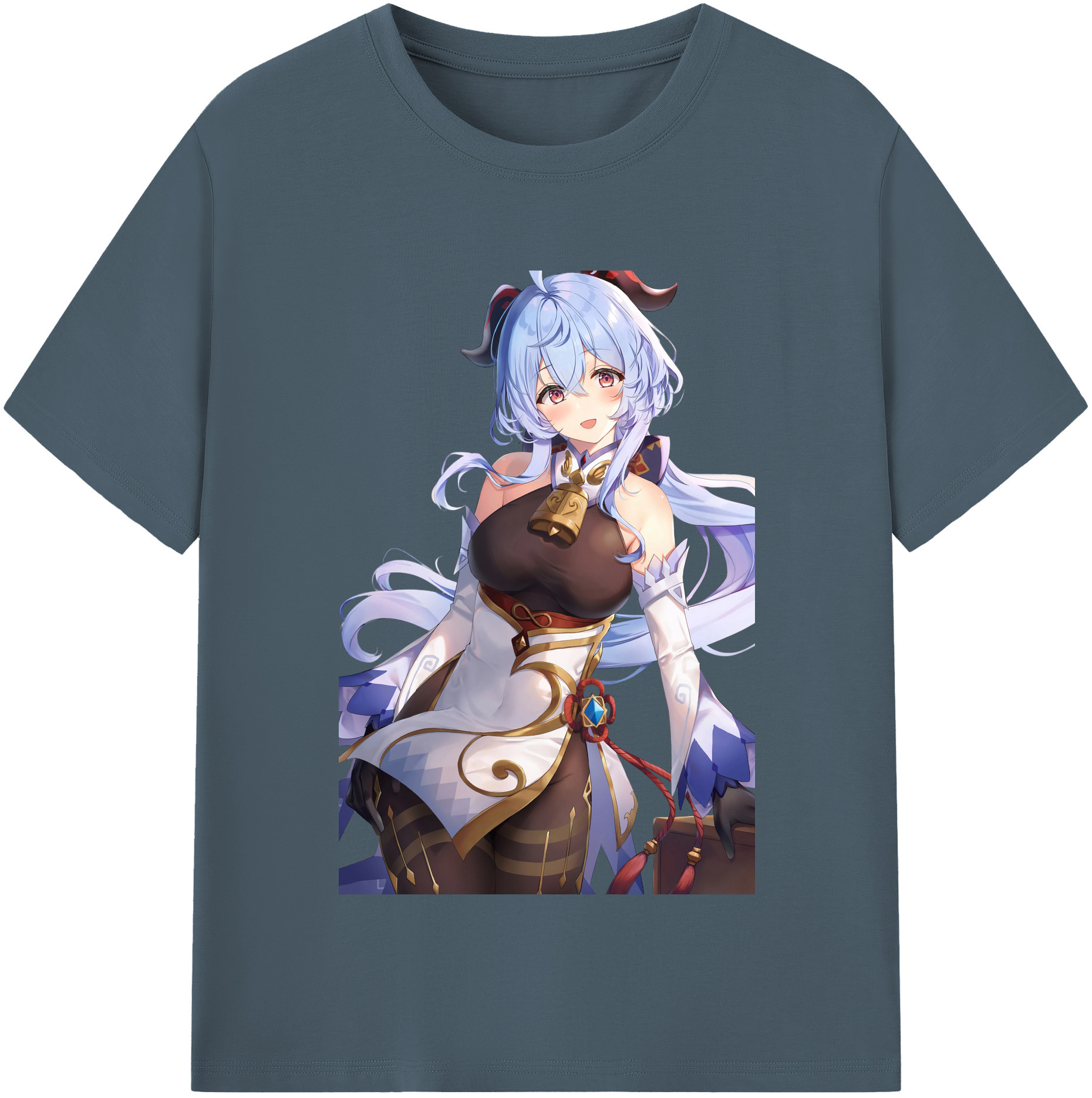 げんし神 甘雨 かんう genshin Ganyu 綿100％半袖Tシャツ（フロントプリント）